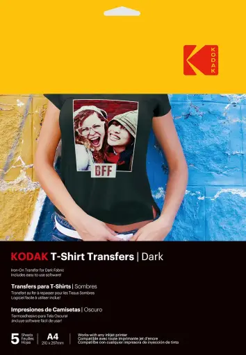 Kodak T-Shirt Transfer Paper for Dark Fabrics, A4 300 gsm — 5 Sheets